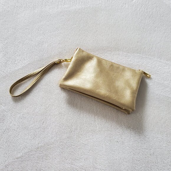 Gold Clutch Bag with Strap - Picture 1 of 12